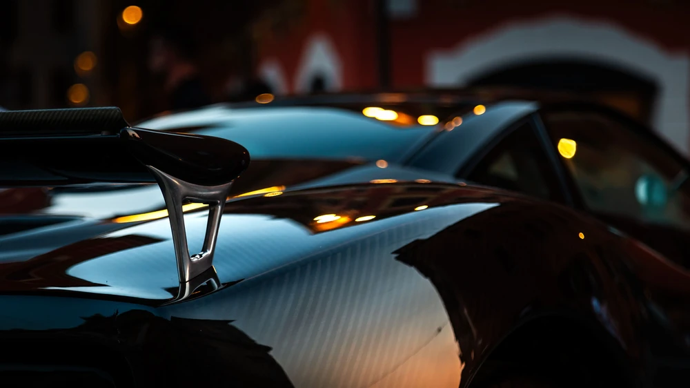 Close-up of a hypercar with carbon fiber details